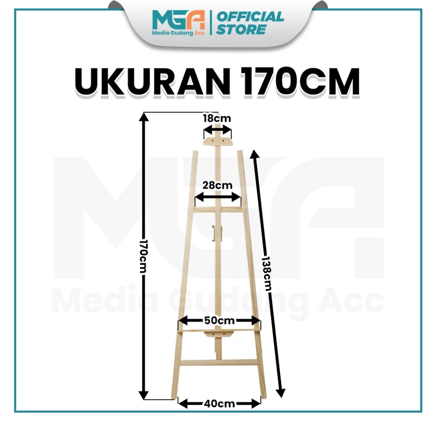 Tripod Easel Kayu 150cm & 170cm | Stand Lukisan Kanvas & Display Foto - Image 4