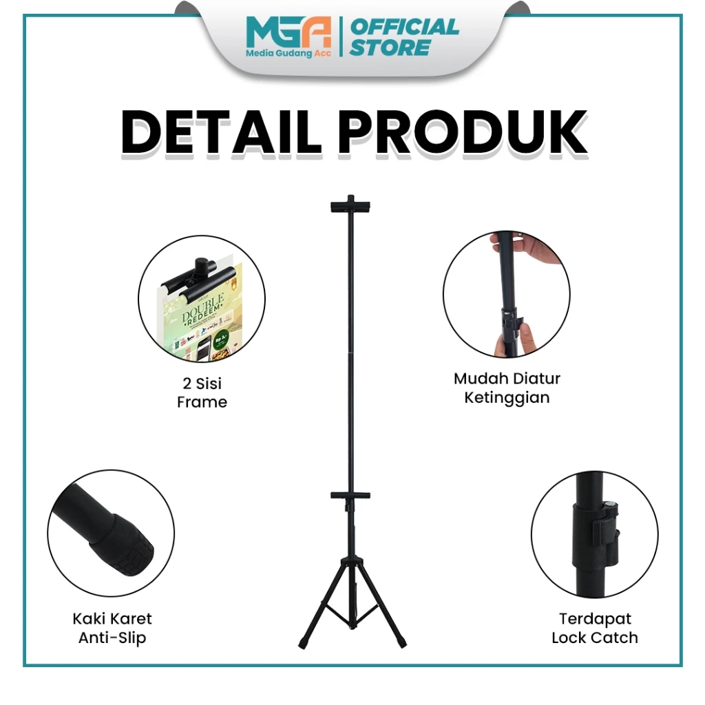 Tripod Banner 2 Sisi / Standing Banner Promosi / Tripod Stand Banner Berdiri / Tiang Banner 2 Sisi / Tripod Standing Frame - Image 5