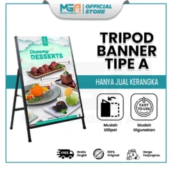 Tripod Banner Type A 1 Sisi / Stand Banner Lipat Depan Toko / Pavement Stand / Standing Banner Promosi Sidewalk