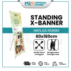 X Banner / Tripod Stand Banner / Rangka Spanduk Standing Poster 60x160 cm