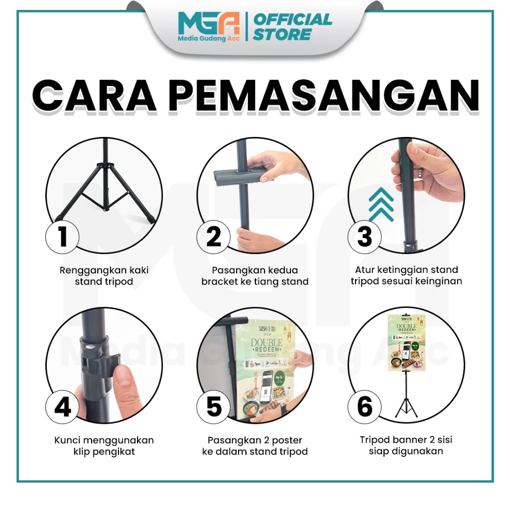 Tripod Banner Type A 1 Sisi / Stand Banner Lipat Depan Toko / Pavement Stand / Standing Banner Promosi Sidewalk - Image 6