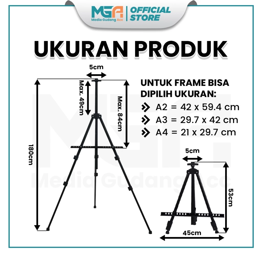 Tripod Banner 1 Sisi / Stand Frame / Banner Stand / Stand Foto Wedding / Standing Frame Lukis / Standing Banner - Image 3