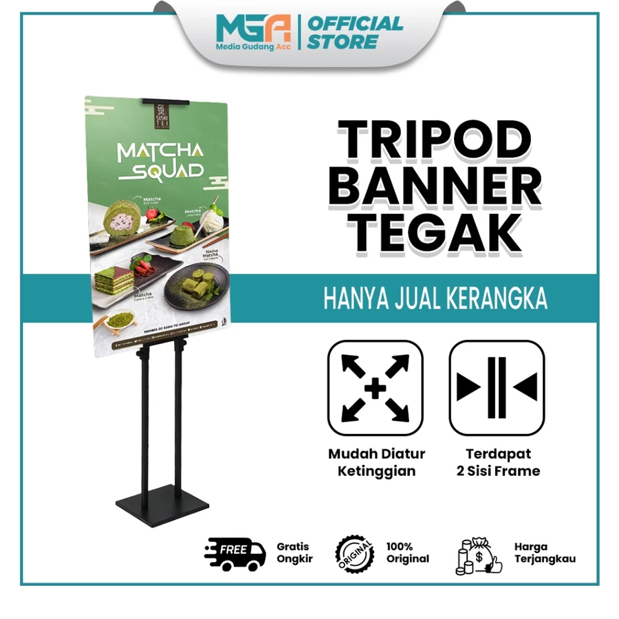 TRIPOD BANNER TYPE TEGAK / STAND BANNER 2 SISI / STANDING BANNER DOUBLE SISI / TIANG PROMOSI IKLAN MODEL TEGAK